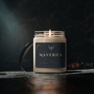 Maverick Signature Collection Candle by WickWrap - Luxurious scented candle for men in a sleek glass jar, perfect gift.