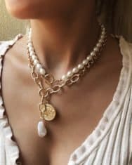 2PCS Roman Coin & Beaded Layered Necklace