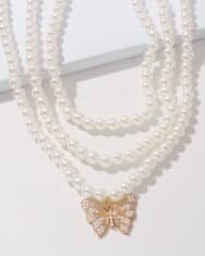 Butterfly Pattern Pearl Beaded Layered Necklace - Image 5