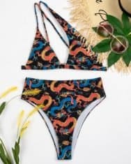 Dragon Print One Shoulder Cutout Front Bikini Set - Image 4