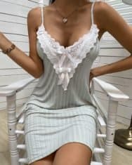 Eyelet Embroidery Bowknot Spaghetti Strap Padded Nightgown