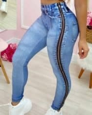 High Waist Zipper Design Skinny Jeans - Image 4