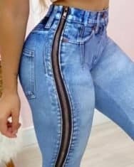 High Waist Zipper Design Skinny Jeans - Image 3