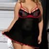 Plus Size Colorblock Floral Lace Mesh Babydoll