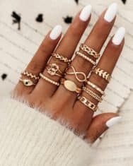 13PCS Devil Eyes & Geometry Pattern Rings Set