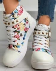 Floral Print Lace-up Hidden Wedge Sneaker - Image 3