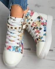 Floral Print Lace-up Hidden Wedge Sneaker - Image 2