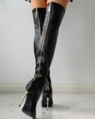 Zipper Knee-High Thin Heel Boots - Image 4