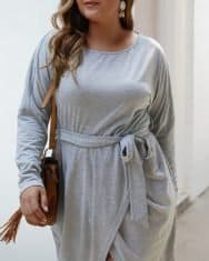 Plus Size Plain Long Sleeve Wrap Dress - Image 3