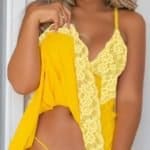 Floral Lace Trim Backless Babydoll
