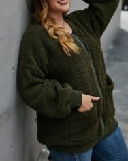 Plus Size Pocket Design Zip Teddy Coat - Image 5
