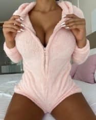 Zipper Design Teddy Hooded Onesie