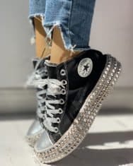 Leopard Rivet Embellished Lace-Up Sneakers - Image 3