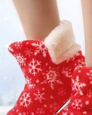 Christmas Snowflake Print Fluffy Indoor Boots - Image 4