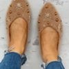 Studded Embellished Fluffy Flat Shoes