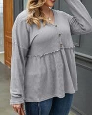 Plus Size Frill Hem Buttoned Top - Image 5