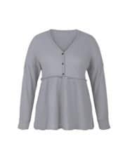 Plus Size Frill Hem Buttoned Top - Image 3