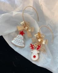 Christmas Bowknot Moose Pattern Drop Earrings