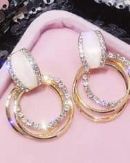 Studded O-Ring Design Hoop Earrings - Image 3