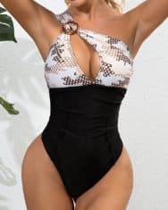 Colorblock One Shoulder O-Ring One-Piece Swimsuit - Image 4