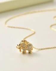 Elephant Pattern Studded Pendant Necklace - Image 3