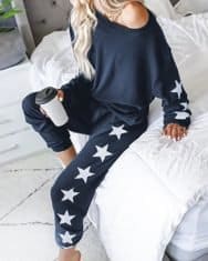 Star Print Top & Pants Pajamas Sets