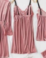 4PCS Velvet Plain Lace Trim Sleepwear Sets - Image 4