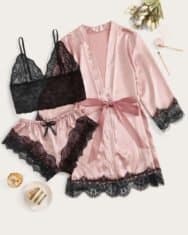 3PCS Lace Trim Satin Sexy Sleepwear