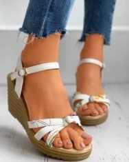 Floral Print Twisted Slingback Wedge Platform Heel - Image 2