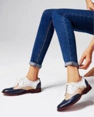 Contrast Color Perforated Lace-Up Oxfords - Image 3