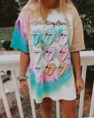 Tie Dye Lip Print T-Shirt Tunic - Image 2