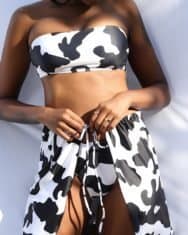 Cow Print Bandeau Tankini Set & Skirt