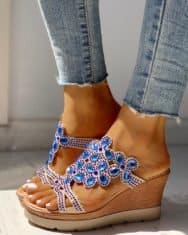 Studded Platform Wedge Casual Slingback Sandals - Image 2