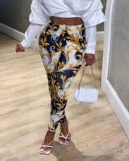 Scarf Print High Waist Skinny Pants
