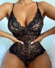 Spaghetti Strap Backless Floral Lace Teddies - Image 4