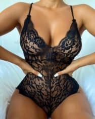 Spaghetti Strap Backless Floral Lace Teddies