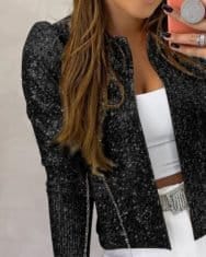 Long Sleeve Open Front Sequin Coat - Image 5