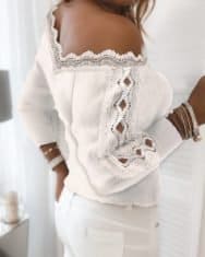 Lace Trim Ribbed Cutout Long Sleeve Sweater - Image 3