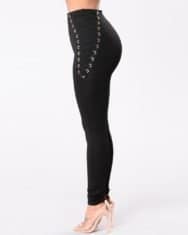 Plain Eyelet Lace-up Fold Leggings - Image 3