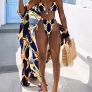 3PCS Digital Print Bikini Sets With Cover Ups