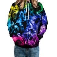 Plus Size Colorblock Smoke Print Hooded Top