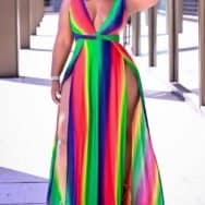 Colorblock High Slit Sleeveless Maxi Dress