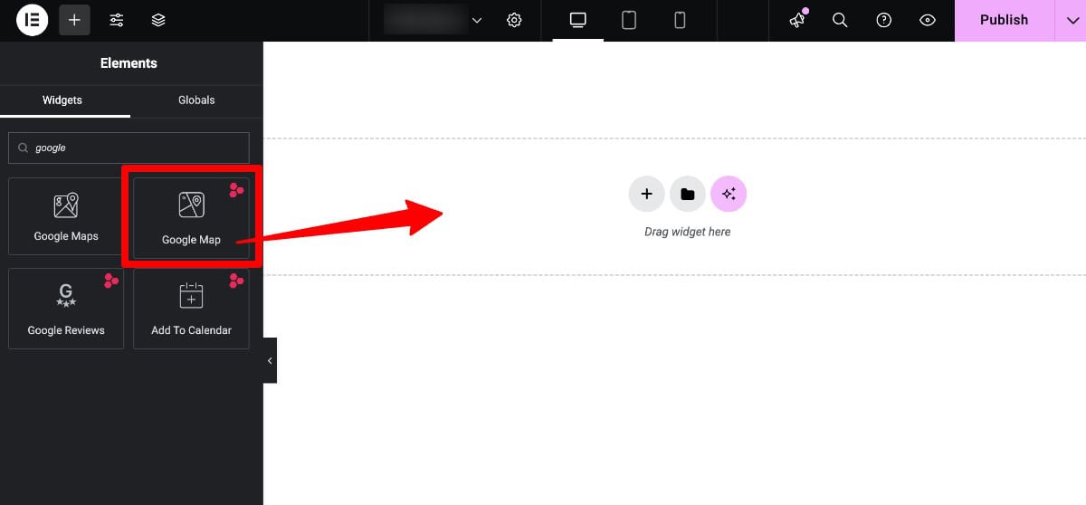 Add Google Map Widget