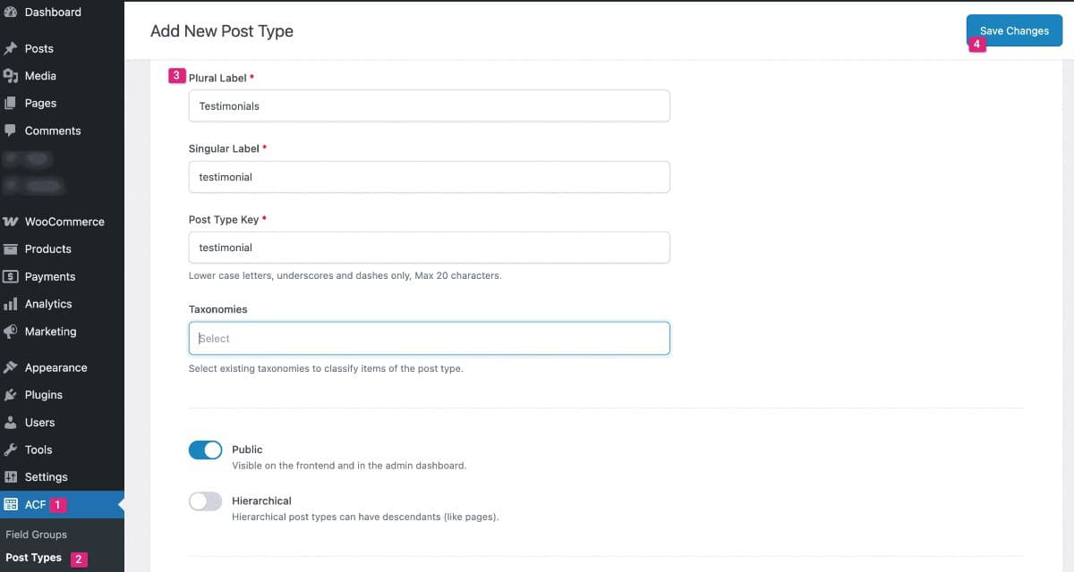 Create ACF Custom Post Types