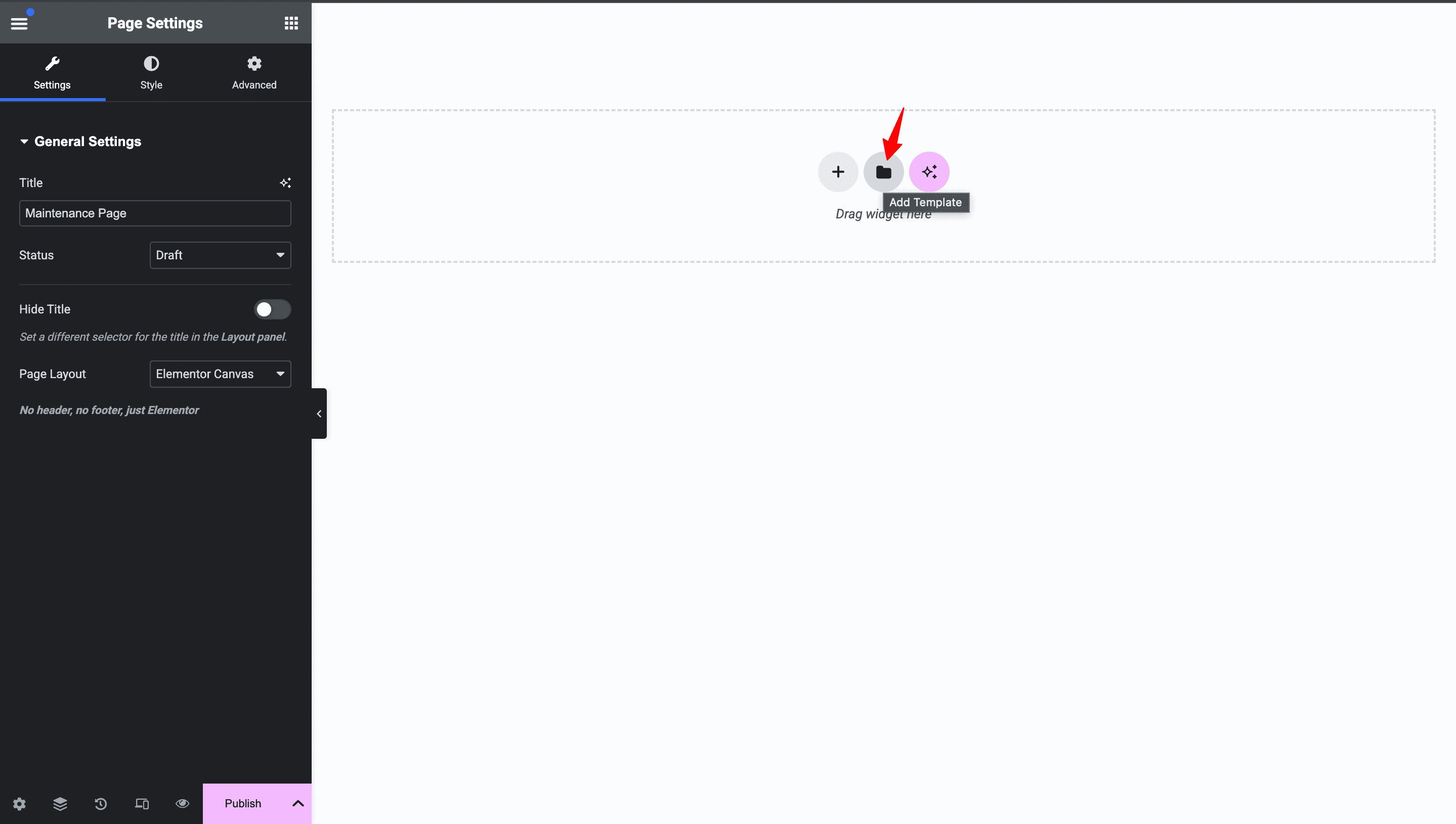 Add New Elementor Template From Library