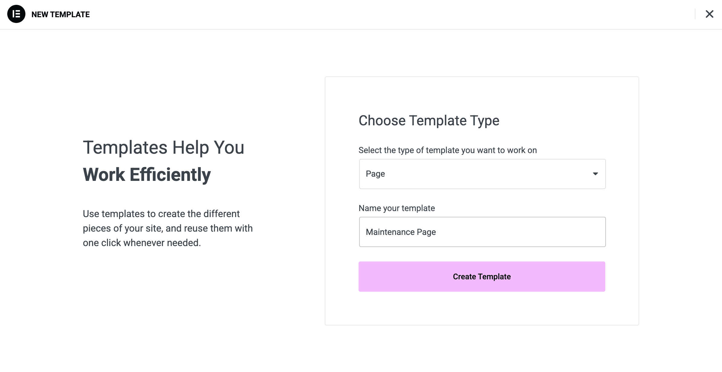 Create Elementor Template