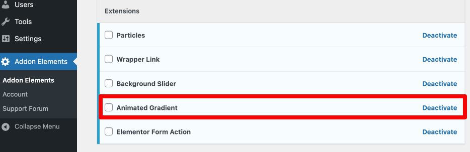 Enable Animated Gradient Module