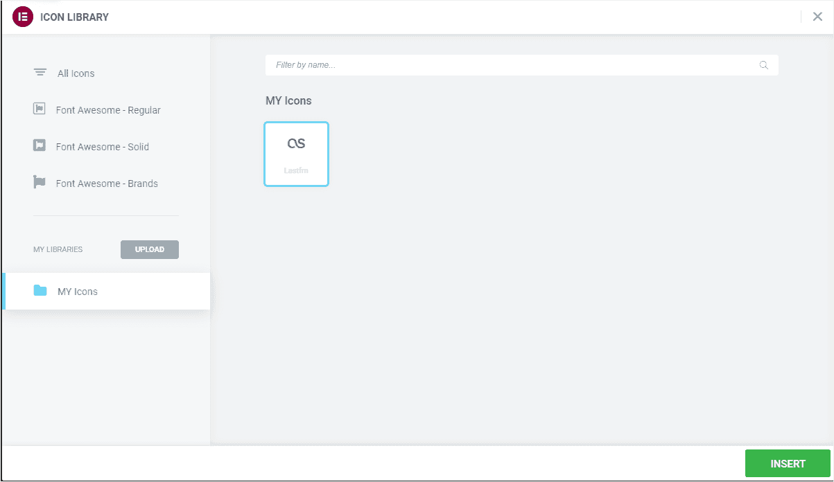 Choose Your Uploaded Icon From Elementor Icon library
