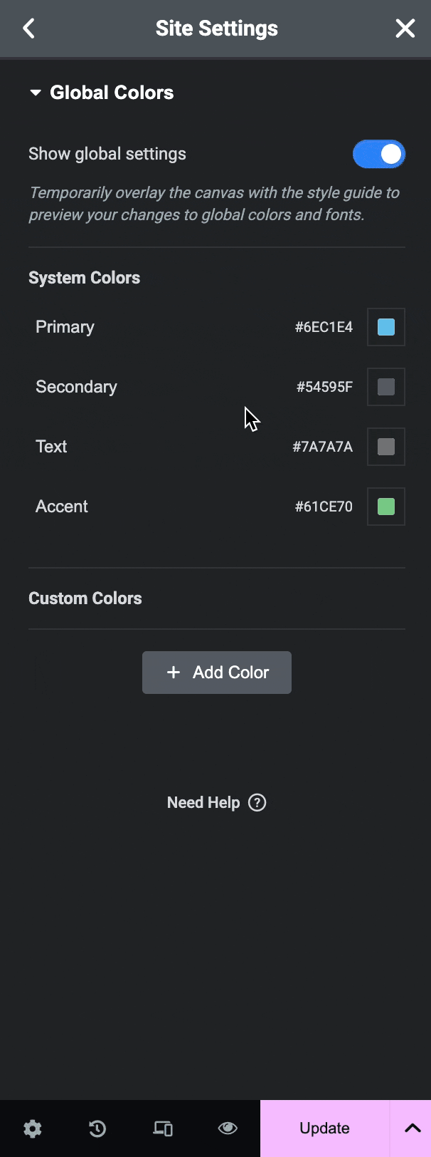 Add Global Colors in Elementor