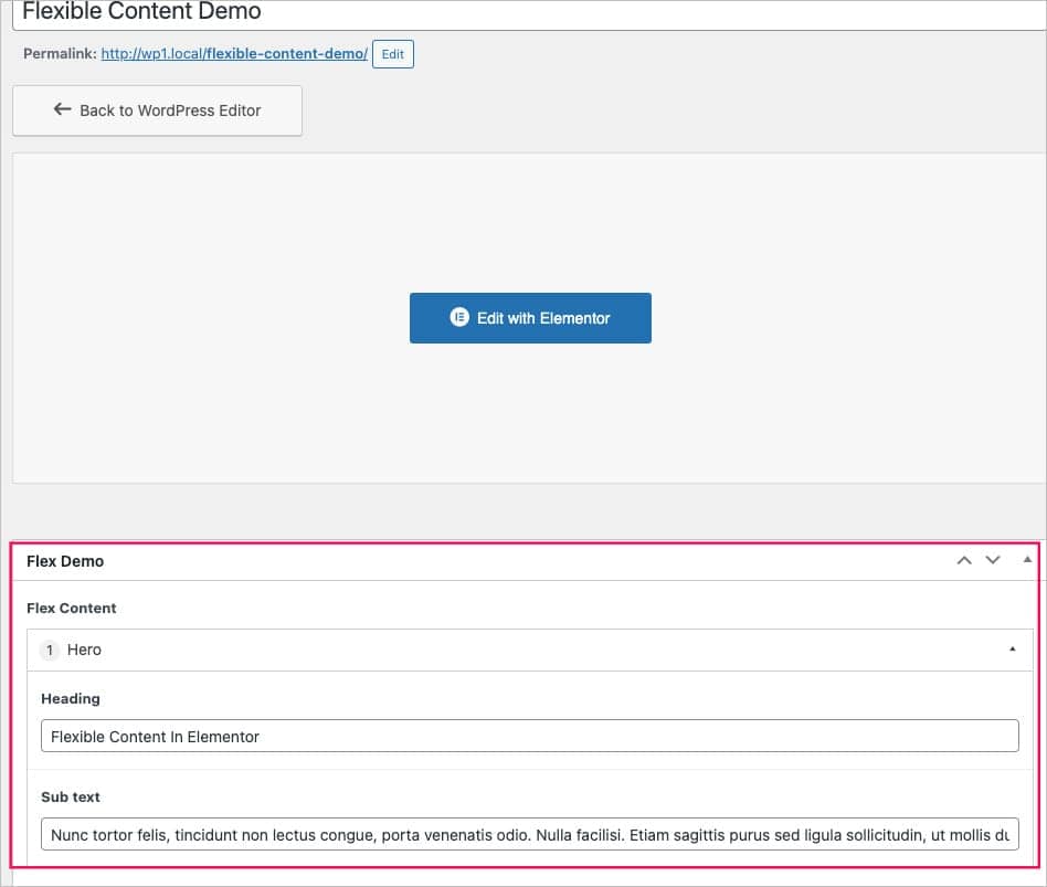 ACF Flexible Content In Elementor 